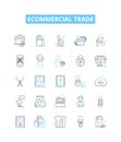 Ecommercial trade vector line icons set. ecommerce, trade, online, shopping, retail, marketplace, commerce illustration Royalty Free Stock Photo