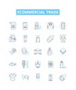 Ecommercial trade vector line icons set. ecommerce, trade, online, shopping, retail, marketplace, commerce illustration Royalty Free Stock Photo
