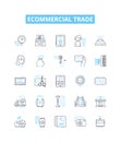 Ecommercial trade vector line icons set. ecommerce, trade, online, shopping, retail, marketplace, commerce illustration Royalty Free Stock Photo