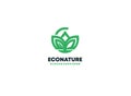 Econature Logo Design with Green Leaf Motif within Circular Frame. Royalty Free Stock Photo