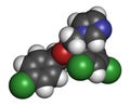Econazole antifungal drug molecule. 3D rendering. Atoms are represented as spheres with conventional color coding: hydrogen (white Royalty Free Stock Photo