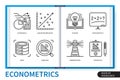 Econometrics infographics linear icons collection
