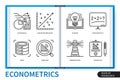 Econometrics infographics linear icons collection