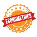 ECONOMETRICS text on red orange ribbon stamp