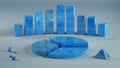 Economic blue chart graphs 3D render illustration