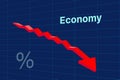 Economic crash with down red arrow: Financial crisis