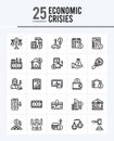 25 Economic Crisies Outline icons Pack vector illustration Royalty Free Stock Photo