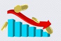 World recession with Down Graph, Arrow Royalty Free Stock Photo