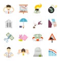 Economic Crisis Flat Icons Royalty Free Stock Photo