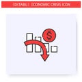 Economic crisis line icon. Editable illustration Royalty Free Stock Photo