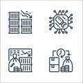 Economic crisis line icons. linear set. quality vector line set such as liquidity, recession, war