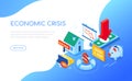 Economic crisis - modern colorful isometric web banner Royalty Free Stock Photo