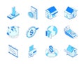 Economic crisis - modern line isometric icons set