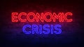 Economic crisis neon sign. red and blue glow. neon text. Conceptual background for your design with the inscription. 3d Royalty Free Stock Photo