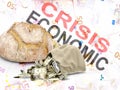 Economic crisis save money bread bag with money euro dollar inflation