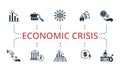 Economic Crisis set icon. Editable icons economic crisis theme such as recession, currency crisis, inflation and more.