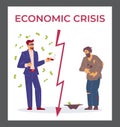 Economic crisis and social stratification banner flat vector illustration.