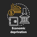 Economic deprivation chalk concept icon. Poverty financial loss, money lack idea. Financial crisis. Stock market crash Royalty Free Stock Photo