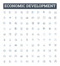 Economic development vector line icons set. Economy, Development, Growth, Expansion, Investment, Trade, Employment