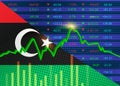 Economic growth concept in Libya.Libyan flag with charts,growth arrow Royalty Free Stock Photo