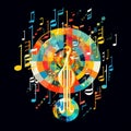 Economic Harmony - Musical Notes and Currency Symbols Royalty Free Stock Photo