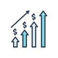 Color illustration icon for Economic Investment, graph and progress