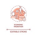 Economic migration terracotta concept icon