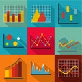 Economic policy icons set, flat style Royalty Free Stock Photo