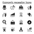 Economic recession, business crisis, trade war icon set vector illustration graphic design Royalty Free Stock Photo