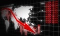 Economic Recession Concept. World Map and Financial Graph Chart in Freefall Amidst Global Financial Crisis and Stock Market Crash Royalty Free Stock Photo