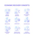 Economic recovery concept icons set