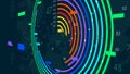 Economic reporting financial data round chart, futuristic visualization of business statistical graph, color tech background,