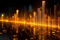 Economic representation digital illustration of financial stock market on gold
