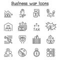 Economic sanction, Business war, trade war, business crisis icon set in thin line style Royalty Free Stock Photo