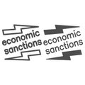 Economic sanctions text with lightning line and solid icon, economic sanctions concept, Economic sanction sign on white