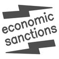 Economic sanctions text with lightning solid icon, economic sanctions concept, Economic sanction sign on white
