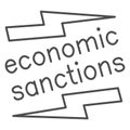 Economic sanctions text with lightning thin line icon, economic sanctions concept, Economic sanction sign on white