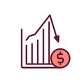 Economic slowdown RGB color icon