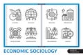 Economic sociology infographics linear icons collection