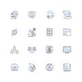 Economic system line icons collection. Capitalism, Socialism, Communism, Market, Free-market, Mixed, Command vector and