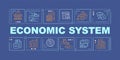 Economic system word concepts dark blue banner