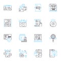 Economic trends linear icons set. Globalization, Automation, Sustainability, Debt, GDP, Inflation, Competition line