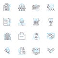 Economic unit linear icons set. Profitability, Efficiency, Sustainability, Productivity, Revenue, Growth, Investment Royalty Free Stock Photo