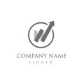 Business abstract logo symbol. Marketing concept illustration. Economics Abstract Vertical shapes sign. Chart with the arr Royalty Free Stock Photo