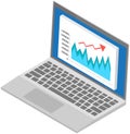 Economics financial strategy, analysis of sales, statistic growth with bar chart on laptop