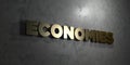 Economies - Gold text on black background - 3D rendered royalty free stock picture