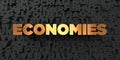 Economies - Gold text on black background - 3D rendered royalty free stock picture