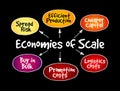 Economies of scale mind map, business concept