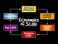 Economies of scale mind map, business concept