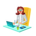 Economist Businesswoman Working On Laptop Vector Illustration